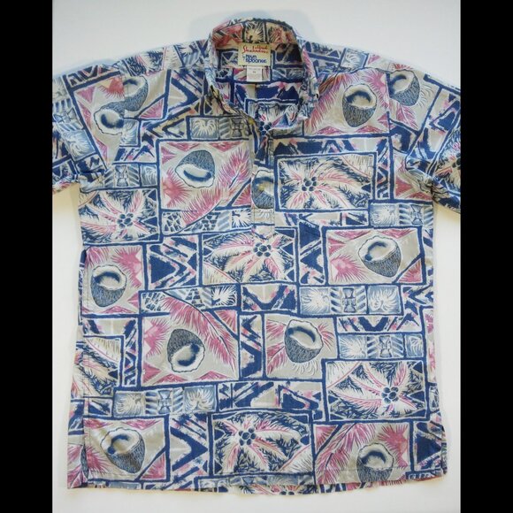 Alfred Shaheen Reyn Spooner Hawaiian Shirt Pullover Reverse Print Coconuts M - Picture 1 of 6